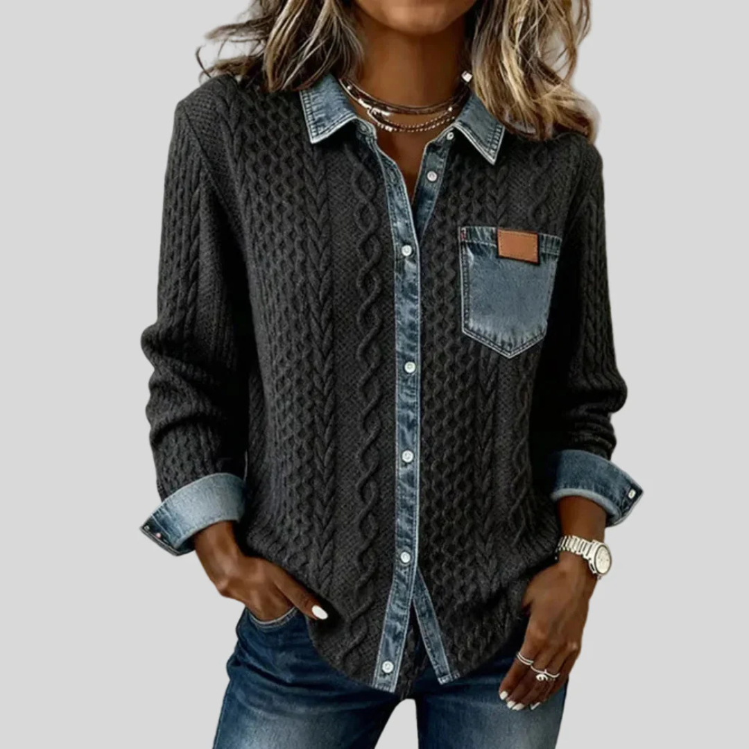 Claire | Denim Patchwork Shirt