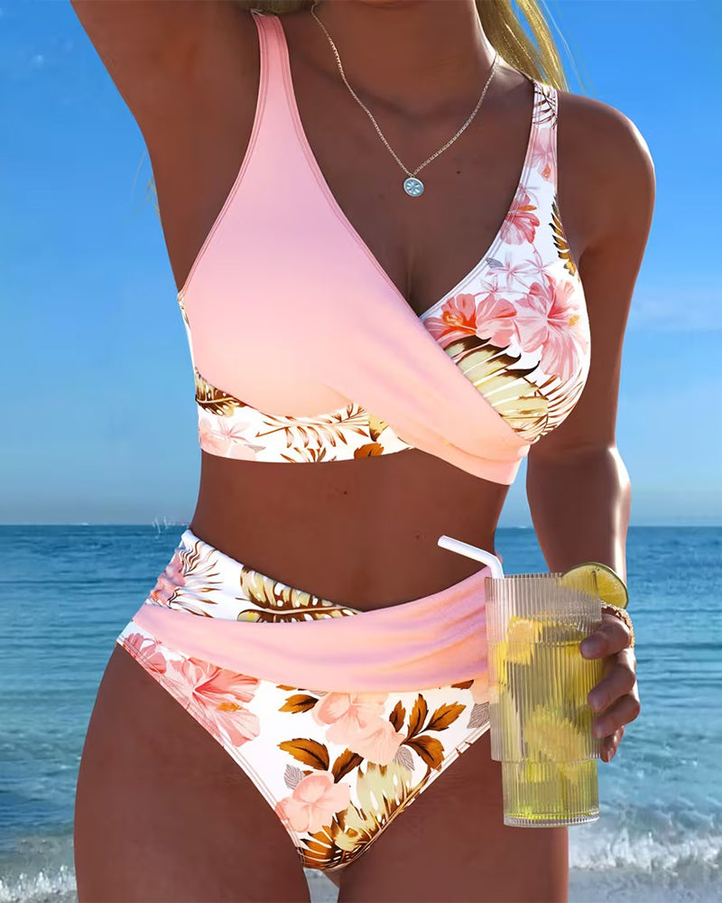 Becky | Floral Contrast Cut-Out Bikini