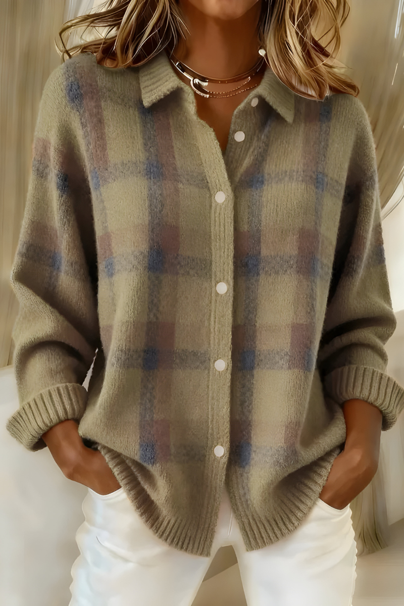 Anne – Soft  Plaid Cardigan